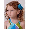 Set 2 fermagli fiori chiffon Turchese 016