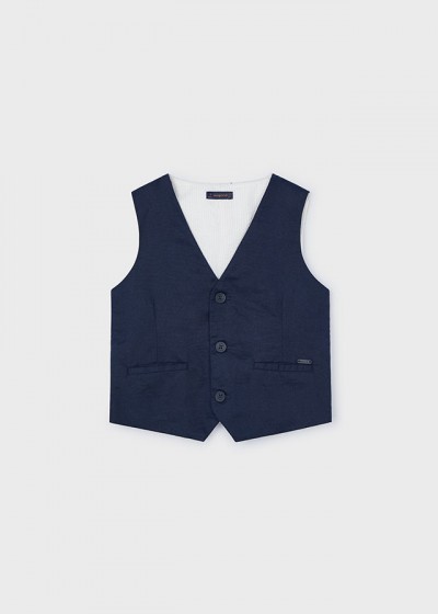 Gilet lino suiting Marino 052