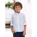 Camicia m/l coreano lino Bianco 014