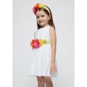Vestito cinta fiori Bianco 014