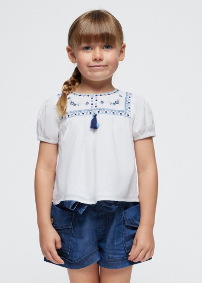 Blusa ricamata Bianco 027