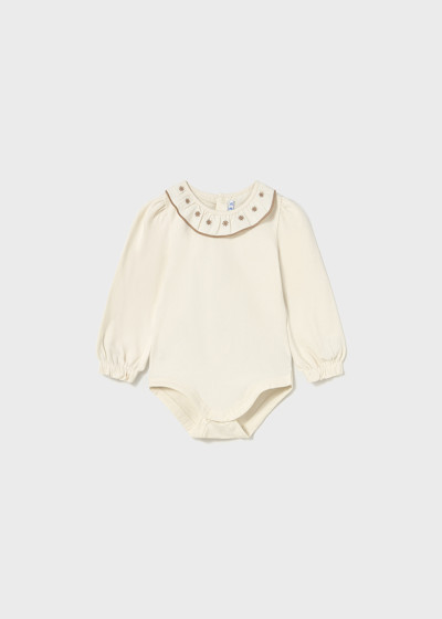 Body con collo ricamato