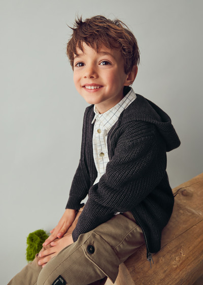 Felpa tricot con cappuccio