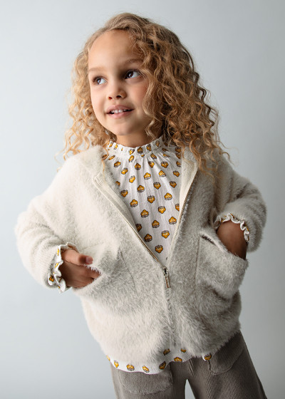 Felpa tricot con pelliccia...