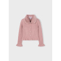 Cardigan tricot colletto pelli Cipria 016