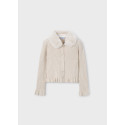 Cardigan tricot colletto pelli Sabbia 020