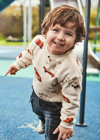 Pullover stampato Marrone 036