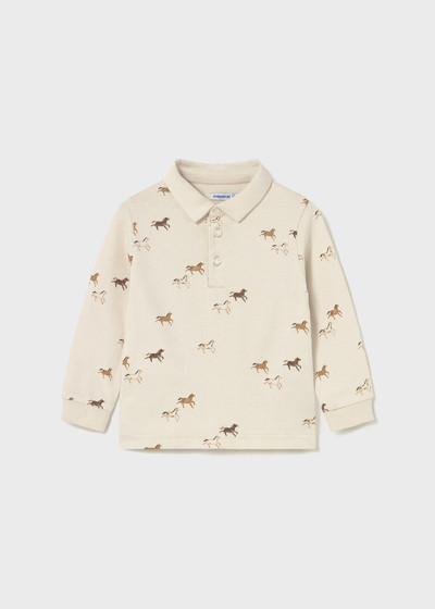 Polo m/l stampata Marrone 075