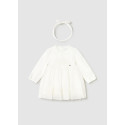 Vestito cerimonia tulle ricamo Ecru 064