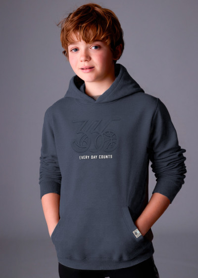 Pullover embosse cappuccio...