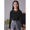 Maglietta m/l costine cut out Nero 012