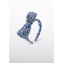 Cerchietto tweed fiocco Celeste 085