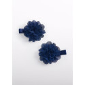Set 2 fermagli fiori chiffon Blu scuro 069