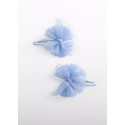 Set 2 fermagli fiocco tulle Celeste 063