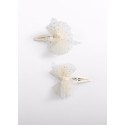 Set 2 fermagli fiocco tulle Champagne 065