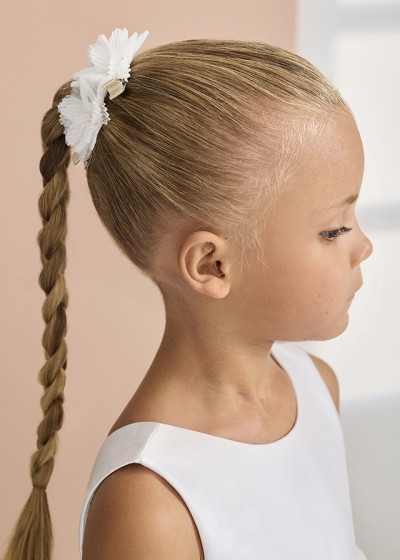 Set fermagli fiori tulle pliss