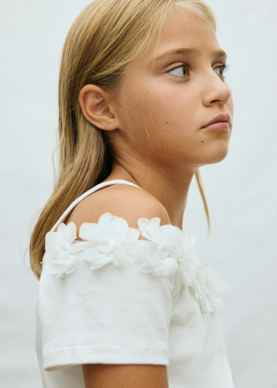 Maglietta m/c fiore 3d