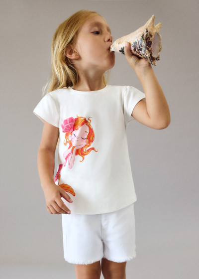 Short sarga basico Bianco 067