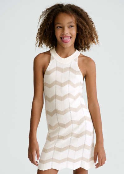 Vestito tricot zig zag Ecru...