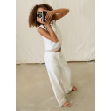 Pantalone lungo cinta ricamo Ecru 095