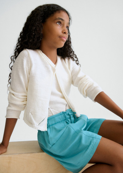 Cardigan tricot cinte Bianc...