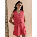 Pantalone corto stile lino Corallo 070