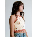 Top tricot fiori Osso argil 034