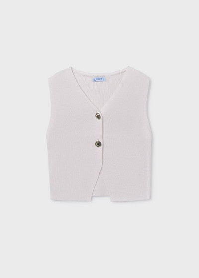 Top tricot bottoni Bianc...