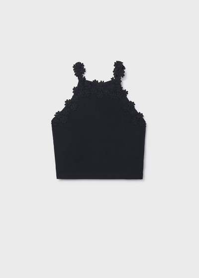 Maglietta s/maniche guipur...