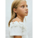 Maglietta m/c fiore 3d Ecru 095