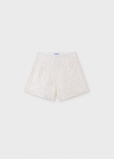 Pantalone corto pizzo Ecru 047