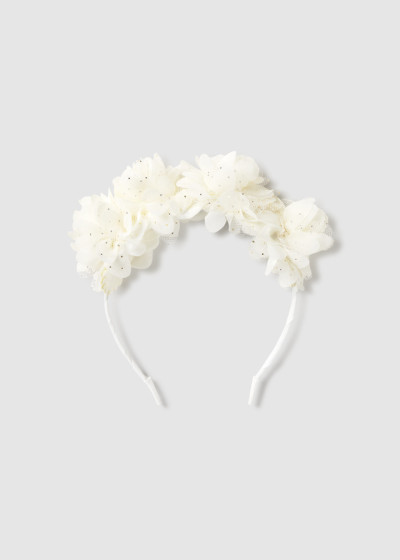 Cerchietto fiori tulle Ecru...