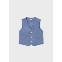 Gilet lino suiting Indaco 027
