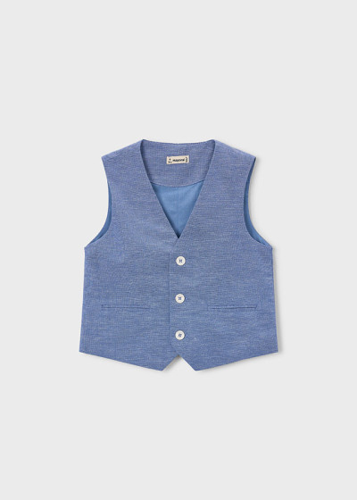 Gilet lino suiting Indaco 027