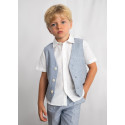 Gilet lino suiting Indaco righ 025