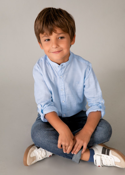 Camicia m/l c/coreana lino...