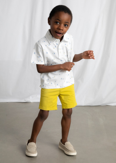 Polo m/c stampata Bco oliva...