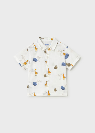 Camicia m/c stampata Bianco...