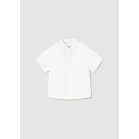 Camicia m/c lino collo coreana Bianco 022